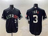 Men's Houston Astros #3 Jeremy Pena Black Mexico With World Serise Champions Patch Cool Base Stitched Jersey,baseball caps,new era cap wholesale,wholesale hats